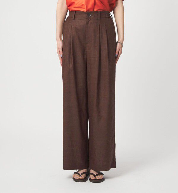 UNITED ARROWS green label relaxing「［size SHORT/TALLあり］ライト リネンライク タック ワイドパンツ UVカット 通気性」|スラックス|