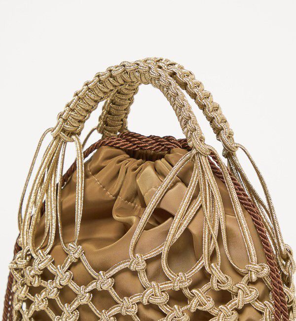 BEAUTY&YOUTH UNITED ARROWS「メタルコード ネット フリンジ ドロストバッグ」|かごバッグ|
