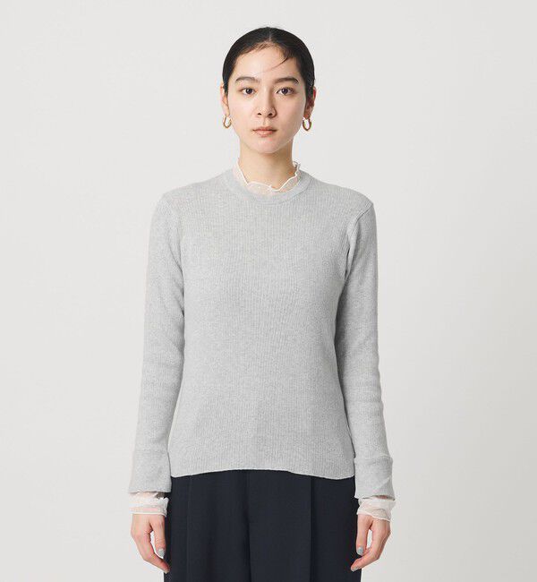 BEAUTY&YOUTH UNITED ARROWS「【WEB限定 Wardrobe DAILY MINIMAL】レースコンビ リブニットプルオーバー ウォッシャブル」|ニット・セーター|