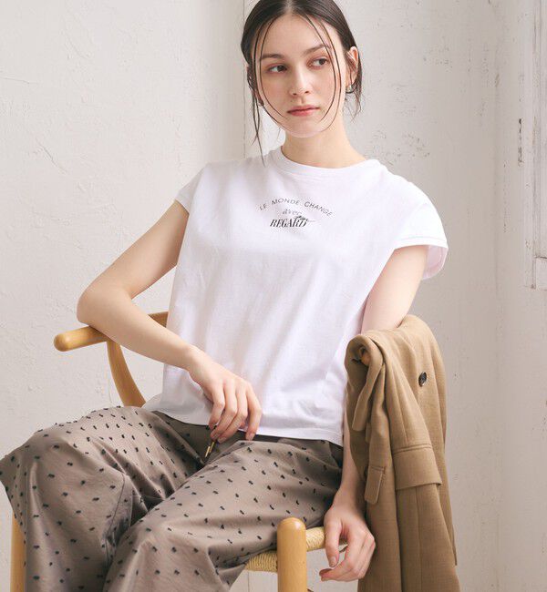 BEAUTY&YOUTH UNITED ARROWS「コットン ロゴプリント フレンチスリーブ Tシャツ」|Tシャツ・カットソー|