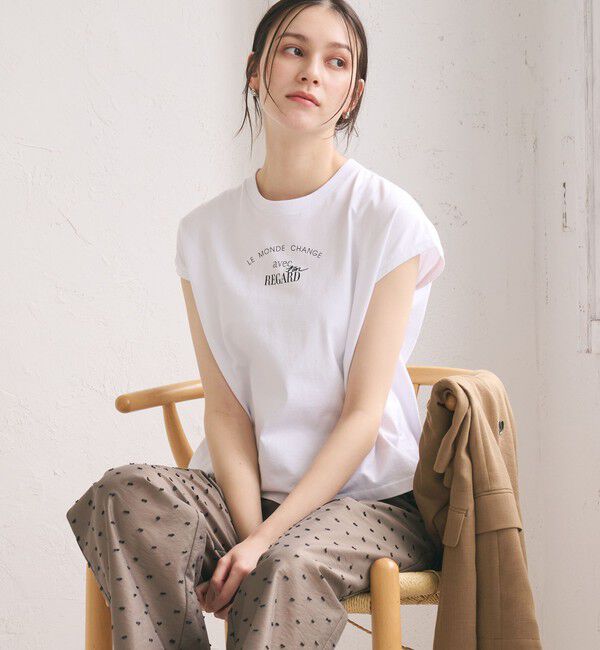 BEAUTY&YOUTH UNITED ARROWS「コットン ロゴプリント フレンチスリーブ Tシャツ」|Tシャツ・カットソー|
