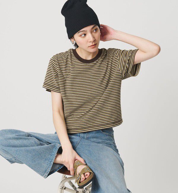 BEAUTY&YOUTH UNITED ARROWS「コットン パイルボーダー ショートスリーブ Tシャツ」|Tシャツ・カットソー|