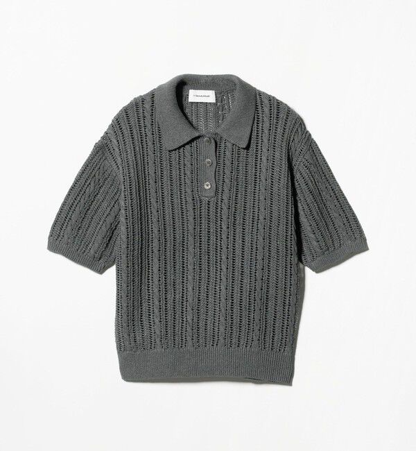 BEAUTY&YOUTH UNITED ARROWS「コットンメッシュ ケーブル ポロシャツ」|ニット・セーター|DK.GRAY