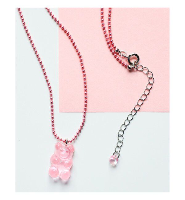 Ray BEAMS 「カラーボール チャーム クマ ネックレス」|ネックレス|PINK