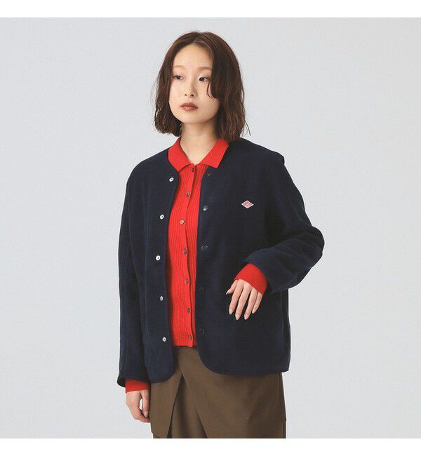 Ray BEAMS 「DANTON / FLEECE COLLARLESS JACKET」|ブルゾン・スタジャン|別注NAVY