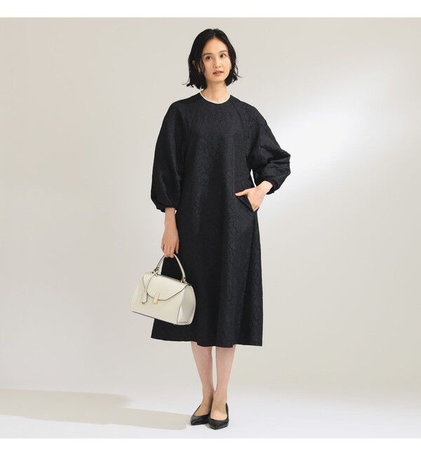 Demi-Luxe BEAMS 「フクレ織りジャカード パフスリーブ ドレス＊」|ワンピース|