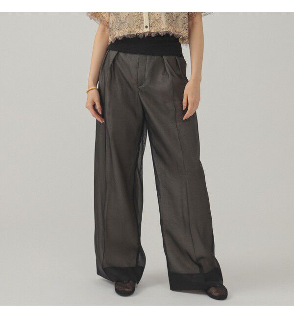 Ray BEAMS 「シアー レイヤード ワイド パンツ」|チノ|