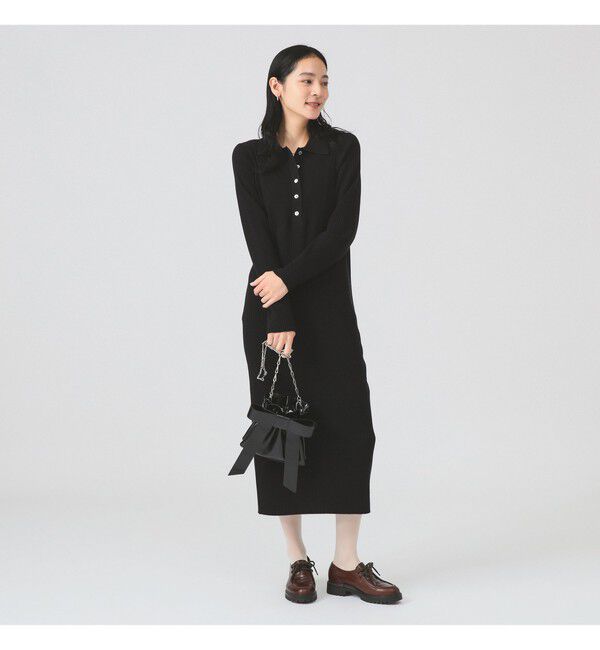 Ray BEAMS 「リブ ニット ポロ ワンピース」|ワンピース|