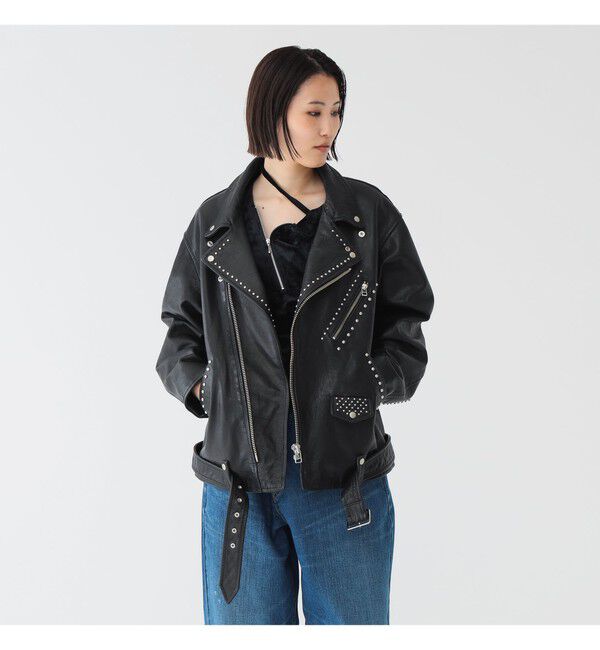 BEAMSBOY「maturely / ダブル ライダース ジャケット」|ブルゾン・スタジャン|