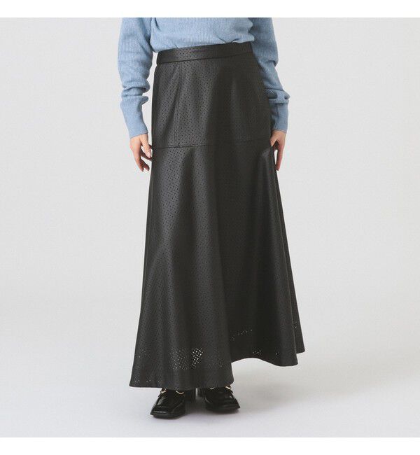 Ray BEAMS 「フェイクレザー パンチング スカート」|スカート|BLACK