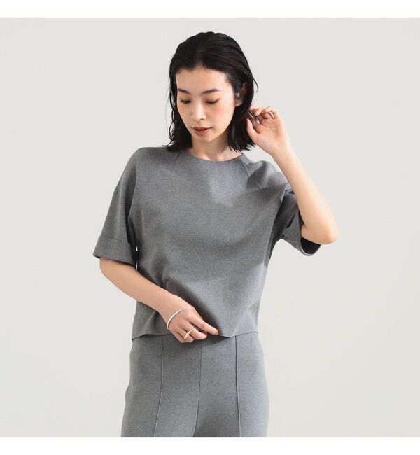Demi-Luxe BEAMS 「AK+1 / 総針 ショート ニット」|ニット・セーター|GREY