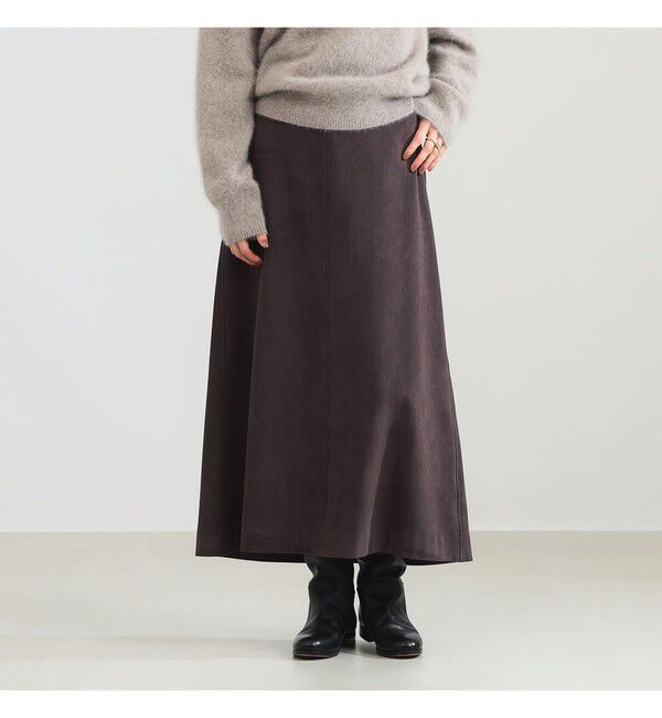 Demi-Luxe BEAMS 「フェイクスエード フレアスカート」|スカート|BROWN