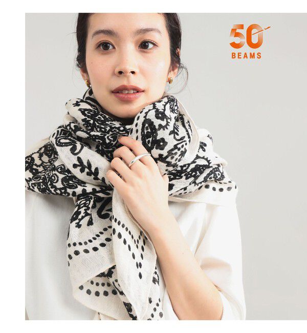 Demi-Luxe BEAMS 「【別注】ｍanipuri / バンダナ タッセル ストール」|ストール|WHITE
