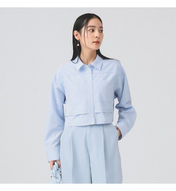 Ray BEAMS 「レイヤード ヘム クロップド シャツ」|シャツ・ブラウス|BLUE STRIPE