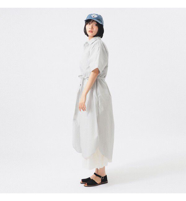 BEAMSBOY「クリンクル ストライプ ショートスリーブ ワンピース」|ワンピース|