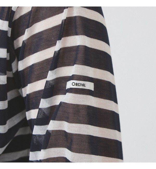 Ray BEAMS 「ORCIVAL / シースルー ボーダー ロングスリーブ カットソー」|Tシャツ・カットソー|