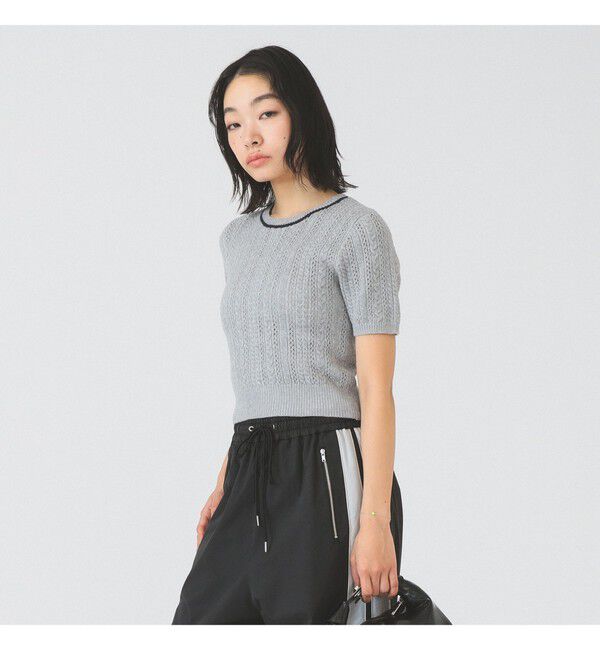 Ray BEAMS 「ケーブル ハーフスリーブ クルーネック」|ニット・セーター|