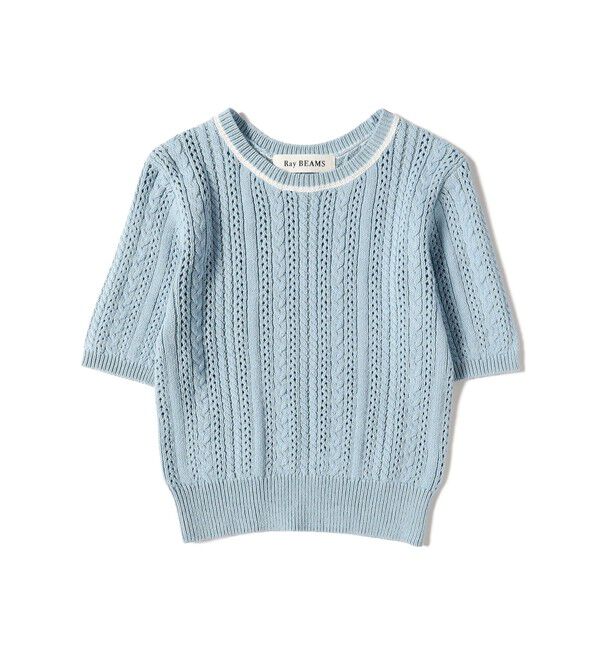 Ray BEAMS 「ケーブル ハーフスリーブ クルーネック」|ニット・セーター|