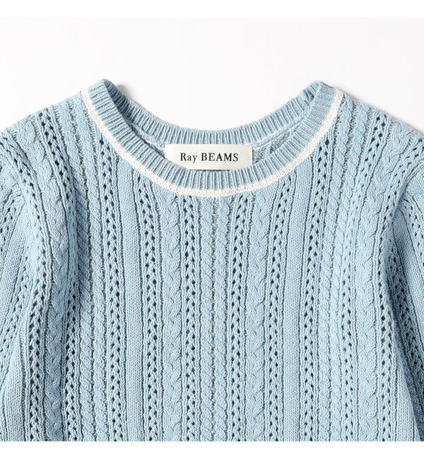 Ray BEAMS 「ケーブル ハーフスリーブ クルーネック」|ニット・セーター|