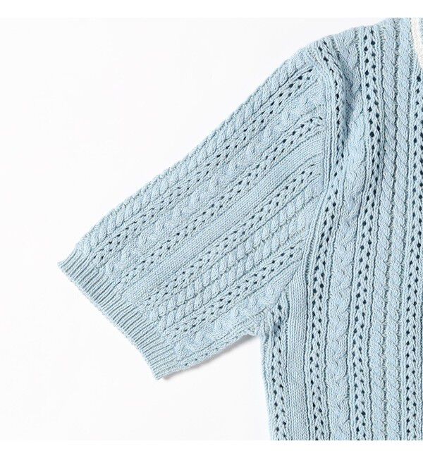 Ray BEAMS 「ケーブル ハーフスリーブ クルーネック」|ニット・セーター|