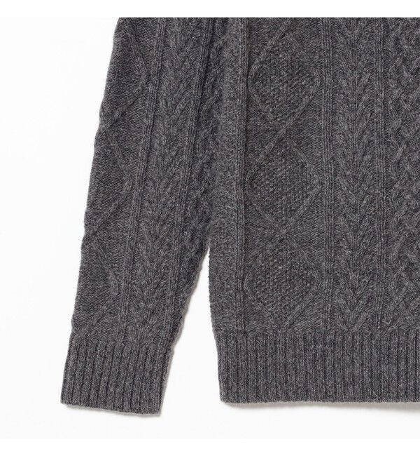 BEAMS「5ゲージ ラムウール クルーネック ケーブルニット」|ニット・セーター|