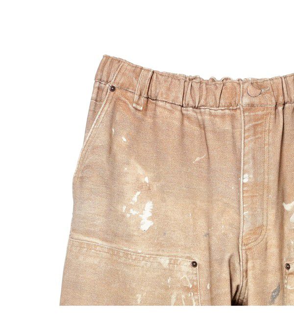 BEAMS「モック プリント ダブルニー スウェットパンツ」|チノ|