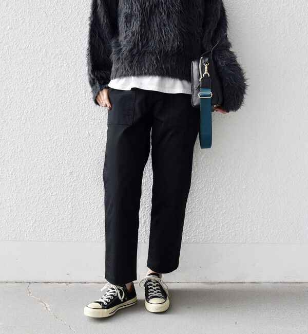 SHIPS for women「《一部追加予約》【WEB限定】ストレッチ ベーシック ベイカー パンツ」|その他|ブラック