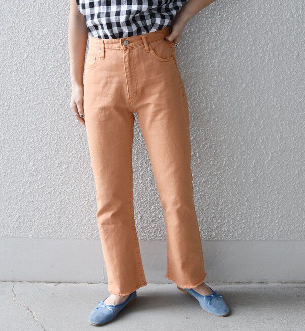 SHIPS any「SHIPS any:〈ウォッシャブル〉オーガニック ツイル フレア パンツ」|デニム|オレンジ