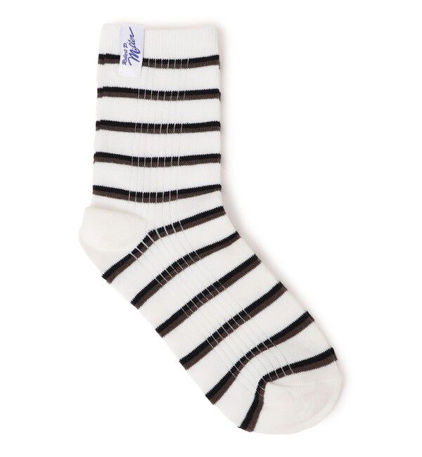 SHIPS any「Robert P.Miller: ボーダー リブ ソックス」|ソックス|オフホワイト系その他