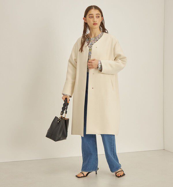 SHIPS for women「トリプルクロス ノーカラー コート◇」|ノーカラーコート|