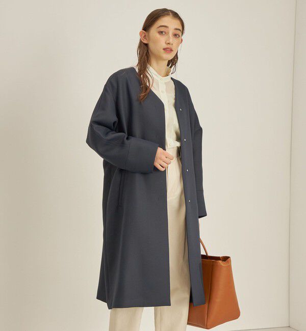 SHIPS for women「トリプルクロス ノーカラー コート◇」|ノーカラーコート|