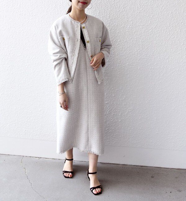 SHIPS any「SHIPS any: ツイード Aライン ジャンパースカート」|ワンピース|