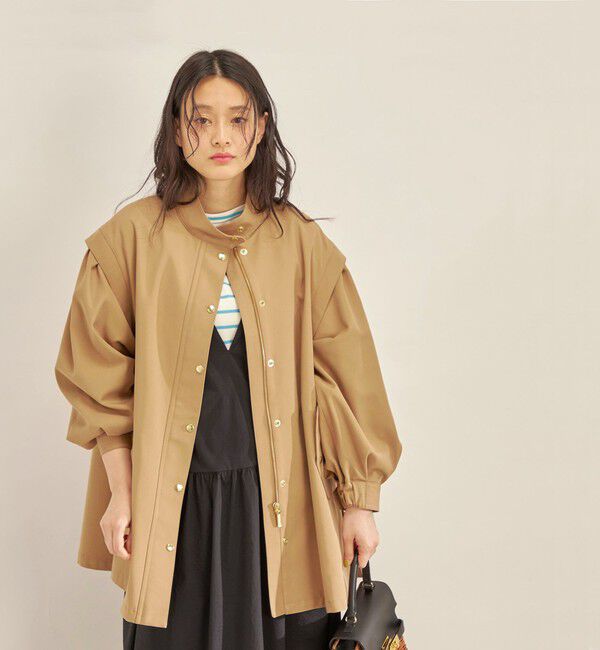 SHIPS for women「強撚 ギャバ スタンドカラー ハーフ コート ◇」|その他|ベージュ