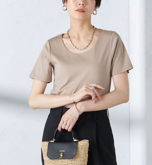 SHIPS for women「〈手洗い可能〉綿 SORONA クルーネック TEE◇」|Tシャツ・カットソー|ベージュ