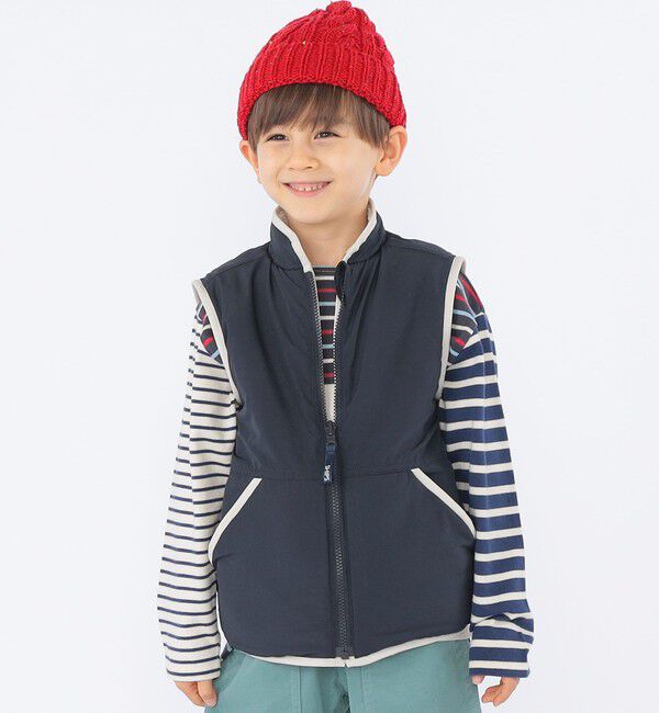 SHIPS KIDS「SHIPS KIDS:100～130cm /〈撥水/手洗い可能〉ボア リバーシブル ベスト」|ダウンベスト・ベスト|