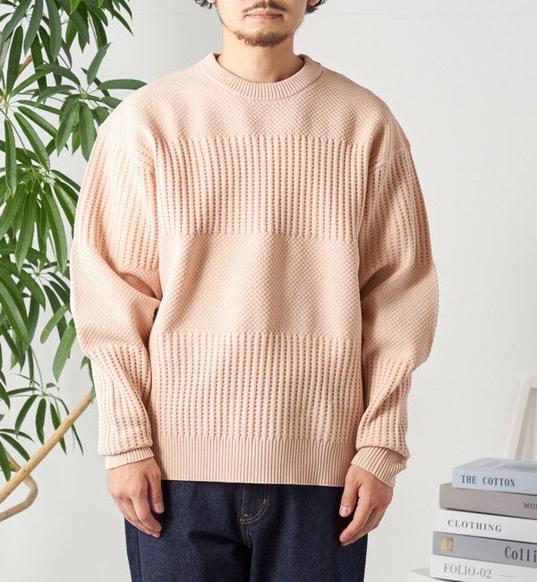 SHIPS any「SHIPS any: 〈手洗い可能〉ワッフル コンビ デザイン クルーネック ニット◇」|その他|