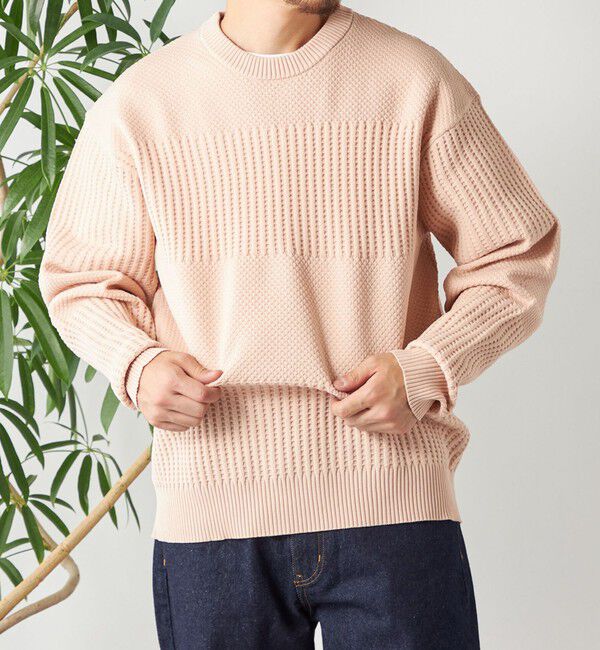 SHIPS any「SHIPS any: 〈手洗い可能〉ワッフル コンビ デザイン クルーネック ニット◇」|その他|