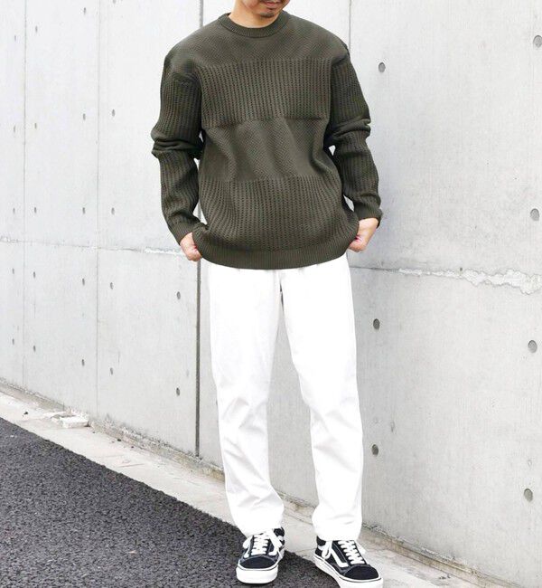 SHIPS any「SHIPS any: 〈手洗い可能〉ワッフル コンビ デザイン クルーネック ニット◇」|その他|