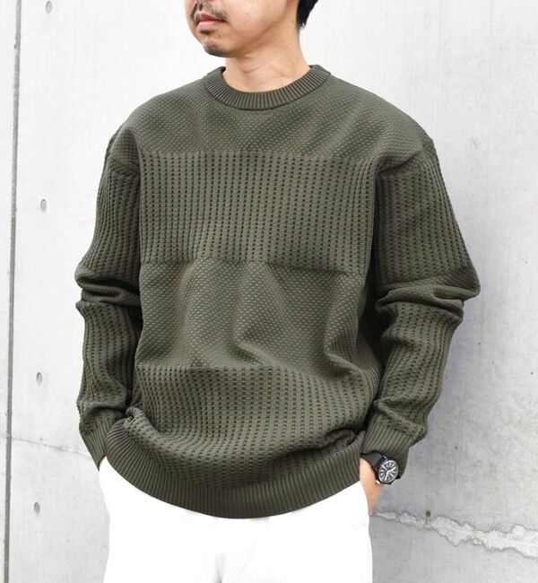 SHIPS any「SHIPS any: 〈手洗い可能〉ワッフル コンビ デザイン クルーネック ニット◇」|その他|