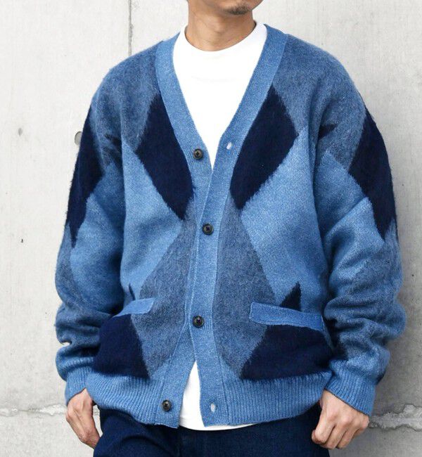 SHIPS any「SHIPS any: シャギー パターン ユニセックス ニット カーディガン 23AW◇」|カーディガン|ブルー
