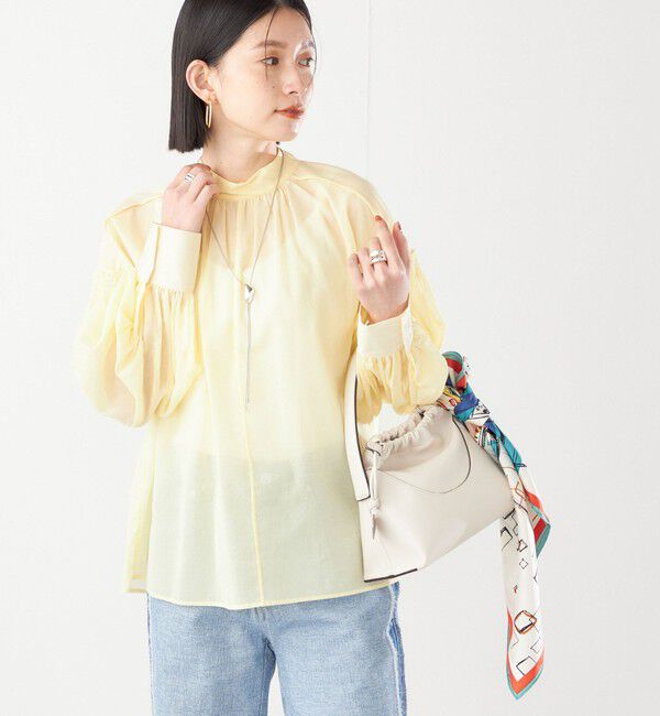 SHIPS for women「〈手洗い可能〉ボイル オーガンジー シャーリング ボリューム ブラウス 24SS ◇」|シャツ・ブラウス|イエロー