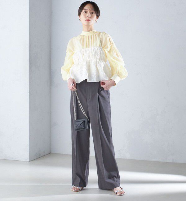 SHIPS for women「〈手洗い可能〉ボイル オーガンジー シャーリング ボリューム ブラウス 24SS ◇」|シャツ・ブラウス|