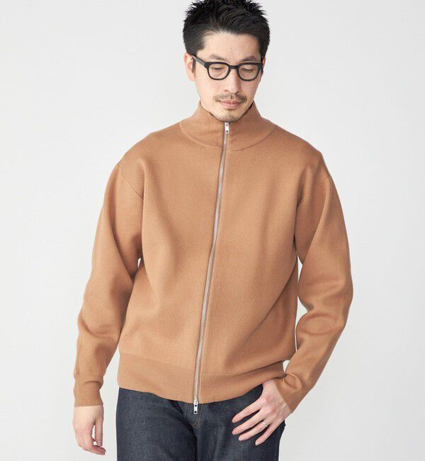 SHIPS「SHIPS: 〈手洗い可能〉 ダブルフェイス コットン カシミヤ スタンドジップ ニット ブルゾン」|カーディガン|