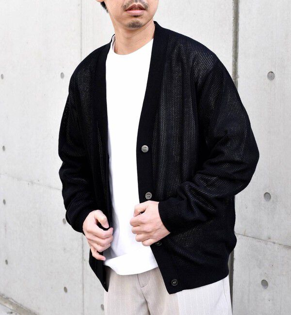 SHIPS any「SHIPS any: 〈洗濯機可能〉シアー ニット Vネック ボタン カーディガン◇」|カーディガン|