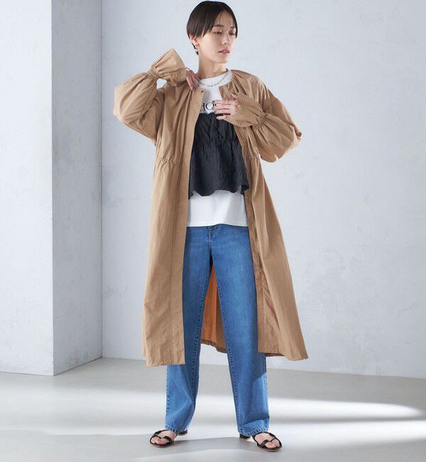 SHIPS for women「〈撥水加工/手洗い可能〉裾 ドロスト ノーカラー ロング コート 24SS ◇」|ノーカラーコート|