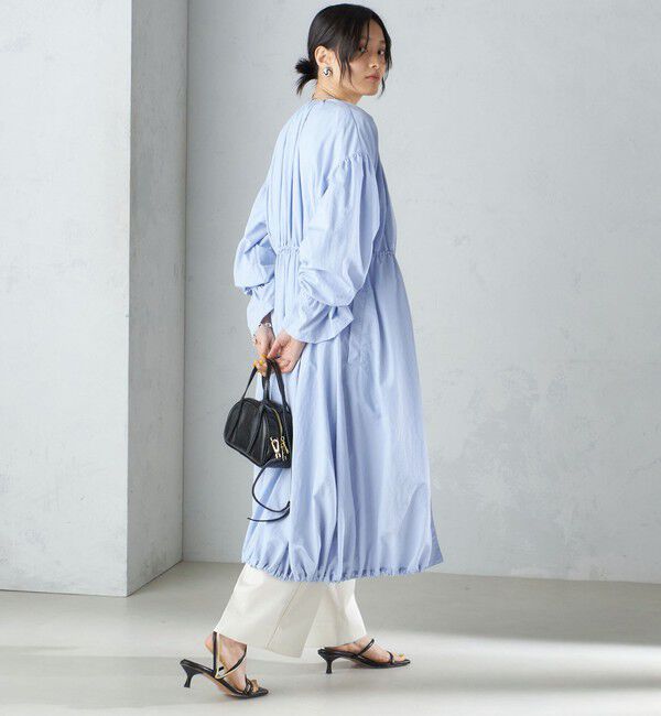 SHIPS for women「〈撥水加工/手洗い可能〉裾 ドロスト ノーカラー ロング コート 24SS ◇」|ノーカラーコート|