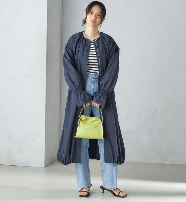 SHIPS for women「〈撥水加工/手洗い可能〉裾 ドロスト ノーカラー ロング コート 24SS ◇」|ノーカラーコート|