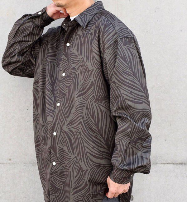 SHIPS any「SHIPS any: ダーク ボタニカル プリント バルーンスリーブ ルーズ シャツ◇」|シャツ・ブラウス|オリーブ