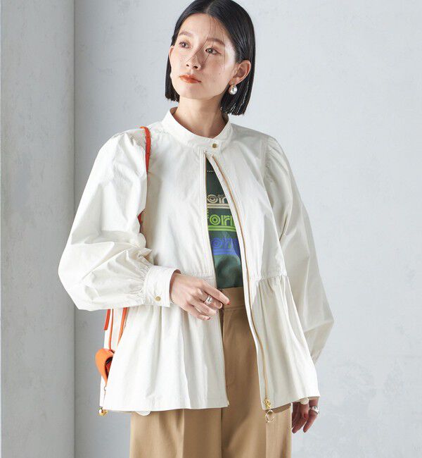 SHIPS for women「〈手洗い可能〉割繊 ナイロン スタンドカラー ギャザー ブルゾン◇」|ブルゾン・スタジャン|