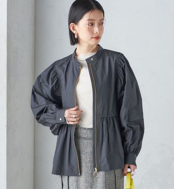 SHIPS for women「〈手洗い可能〉割繊 ナイロン スタンドカラー ギャザー ブルゾン◇」|ブルゾン・スタジャン|